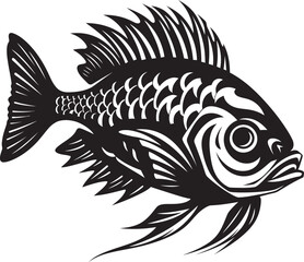 Aquatic Ambiance Black Vector Fish Outline Collection Streamside Silhouettes Tropical River Fish Vector Art