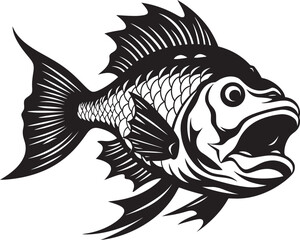 Fototapeta premium Tranquil Tropicals Vector Tropical River Fish Illustration Streamside Splendor Black Vector Fish Collection