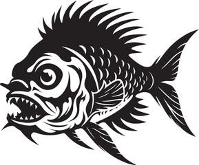 Aquatic Allure Black Vector Fish Graphics Nautical Nostalgia Tropical River Fish Vector Icons in Black