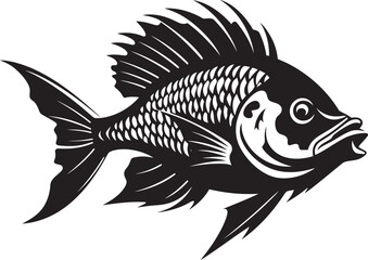 Inked Inspirations Black Vector Fish Sketches Coastal Characters Tropical River Fish Vector Illustrations in Black