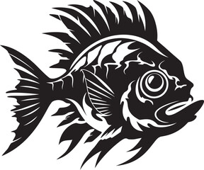 Reef Reflections Tropical River Fish Vector Designs in Black Whimsical Wildlife Black Vector Fish Illustrations