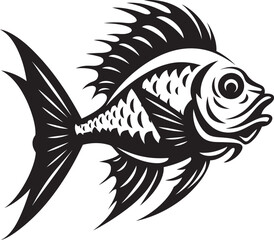 Coastal Contrasts Black Vector Fish Designs Inspired by Tropical Life Riverine Realism Tropical River Fish Vector Graphics in Black