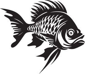 Whimsical Waters Tropical River Fish Vector Sketches in Black Coastal Cartoons Black Vector Fish Icons Inspired by Tropical Life