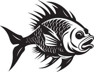 Fototapeta premium Vibrant Vectors Tropical River Fish Illustrations in Black Aquatic Elegance Vector Tropical River Fish in Black