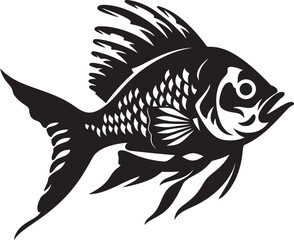 Aquatic Abundance Black Vector Fish Graphics with Tropical Inspiration Blossom Buzz Black Vector Flower Bud and Bee Icon