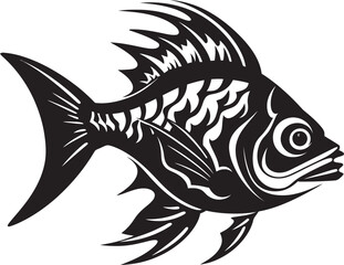 Fishy Fun Black Vector Fish Cartoon Collection Tropical Tidings Vector Tropical River Fish Graphic Art