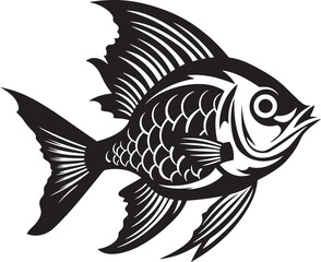 Coastal Creations Vector Tropical River Fish Collection in Black Fishy Fun Black Vector Fish Cartoon Collection