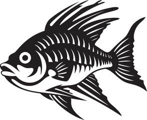 Marine Marvels Vector Tropical River Fish Sketch Freshwater Fantasia Black Vector Fish Outline
