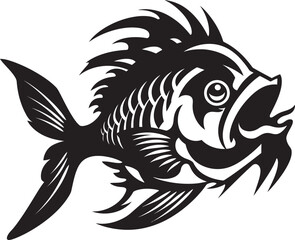 Serene Seafood Vector Tropical River Fish Clip Art in Black Nautical Nostalgia Black Vector Fish Icons Inspired by Tropical Waters
