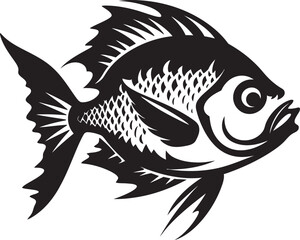 Aqua Aesthetics Black Vector Fish Graphics for Tropical Rivers Freshwater Fancies Vector Tropical River Fish Outline Collection