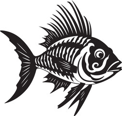 Streamside Serenity Black Vector Fish Illustrations for Tropical Rivers Underwater Wonders Vector Tropical River Fish Outline Graphics in Black