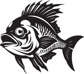 Streamside Sketches Vector Tropical River Fish Outline Icons in Black Marine Minimalism Black Vector Fish Icons for Tropical River Environments