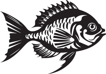 Aqua Adventures Black Vector Fish Designs for Tropical River Explorations Serene Sketches Vector Tropical River Fish Outline Graphics in Black