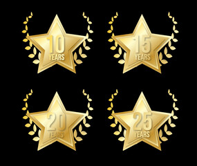 set of anniversary stamps from 10 to 25 years