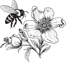 Botanical Bond Black Vector Icon with Blossom Floral Fascination Minimalist Black Vector Graphic