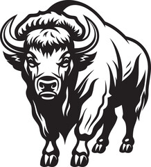 Connecting with the Wild Black Bison Vector Graphic Bison Silhouette A Timeless Logo Icon