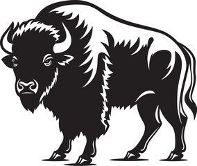 Bison on the Prowl A Black Logo Icon The Black Hooved Hero A Bison Logo Design