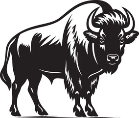 Bison Power Black Vector Design Wild and Untamed Black Bison Graphic