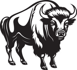 Bison Tech Powering Innovation with the Black Icon Black Bison A Powerful Icon in Vector