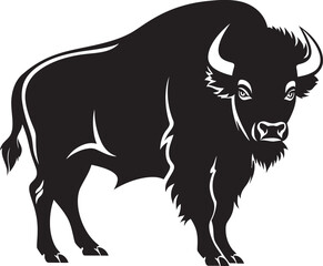 Majesty in Black Bison Logo Design Bold Silhouette Bison Icon in Vector