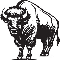 Timeless Symbol Black Bison Icon in Vector Untamed Spirit Bison Logo Vector in Black