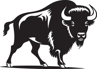 Whispers of the Plains Black Bison Vector Icon Horned Majesty A Black Bison Logo Design