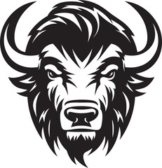 Monolith of Might Black Bison Logo Design Totem of the Plains Bison Icon in Vector