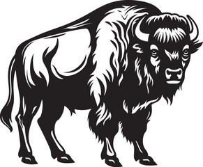 Glyph of Strength Black Bison Logo Design Black Sun A Bison Icon of Power