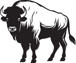 Obraz premium Black Bison A Minimalist Logo Icon Bison Outline Bold and Sleek Design