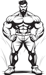 Pumped Up Punchline Playful Bodybuilder Mascot Ironclad Comedy Black Caricature Muscleman Icon