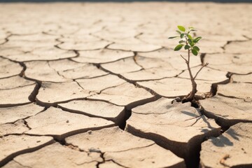 Resilience Concept - Sprout in Dry Cracked Soil