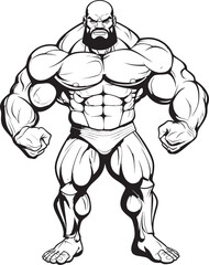 Gains and Giggles Playful Motivation in Black The Flexitarian Caricature Bodybuilder Icon
