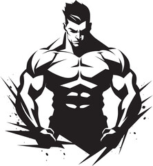 Pumped Up and Playful Black Bodybuilder Caricature Biceps and Banter Cartoon Muscleman Vector Icon