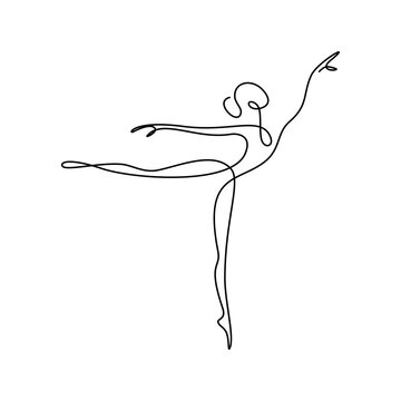 recommend clip art: Abstract dancer in continuous line art drawing style. Gymnast or ballerina figure black linear design isolated on white background. Vector illustration