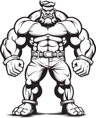 Pumped Up Puns Buffoonery in Black Muscle Mania Cartoons with Contraction