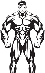 Flex and Fun Playful Vector Muscleman Logo The Big Friendly Brute Black Bodybuilder Caricature