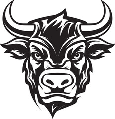 Always on the Rise A Bull Mascot for Upward Mobility Unwavering Focus A Black and White Icon for Goal Oriented Brands