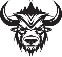 Unwavering Focus A Black and White Icon for Goal Oriented Brands Rooted in Strength A Bull Mascot for Building a Strong Foundation