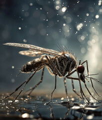 Mosquito close-up - obrazy, fototapety, plakaty