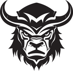 Horned Hero A Mascot Head with Character Moo ving On Up A Bullish Logo for Success