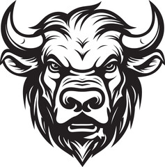 Unwavering Focus A Black and White Icon for Goal Oriented Brands Unleash Your Brands Strength A Black and White Bull Mascot