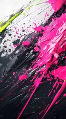 Abstract Pink and Black Dynamic Paint Splashes