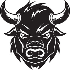 Ink Stained Strength A Bull Head Icon with a Hint of Grit From Pasture to Enigma A Bull Mascot Sparking Curiosity