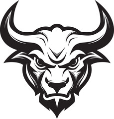 Built to Bulldoze A Powerful Mascot for Conquering Goals Moo ving Forward with Confidence A Black and White Bull Icon