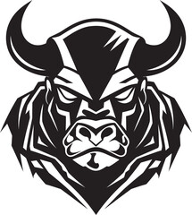 Unleash Your Brands Strength A Black and White Bull Mascot Headstrong and Heartfelt A Bull Mascot with Personality and Character