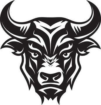 Strength and Stability A Black and White Bull Head for Enduring Success Resilience and Resolve A Bull Mascot for Overcoming Challenges