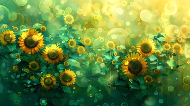 Sunflowers with Bokeh Light Effect
