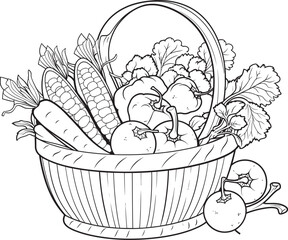 Seeds of Imagination Color Your Own Vegetable Basket Fun Rainbow Harvest A Basketful of Veggies Ready to Color