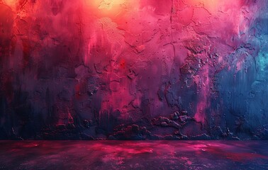 two neon lights on two walls, in the style of heavy impasto texture, light maroon and dark blue, color gradient, smooth surface, light magenta and dark gray. Generative AI