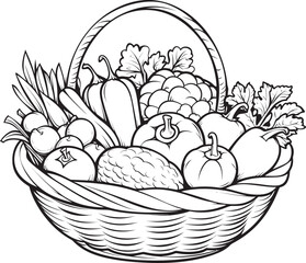 Farm Fresh Fun Veggie Basket Coloring Delight Wholesome Wonders Coloring Pages of Farm to Table Vegetables